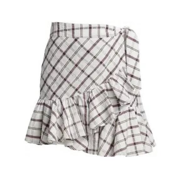 Veronica Beard Memphis Mini Skirt Size 2 XS White Plaid Ruffle NEW NWT - Picture 5 of 11
